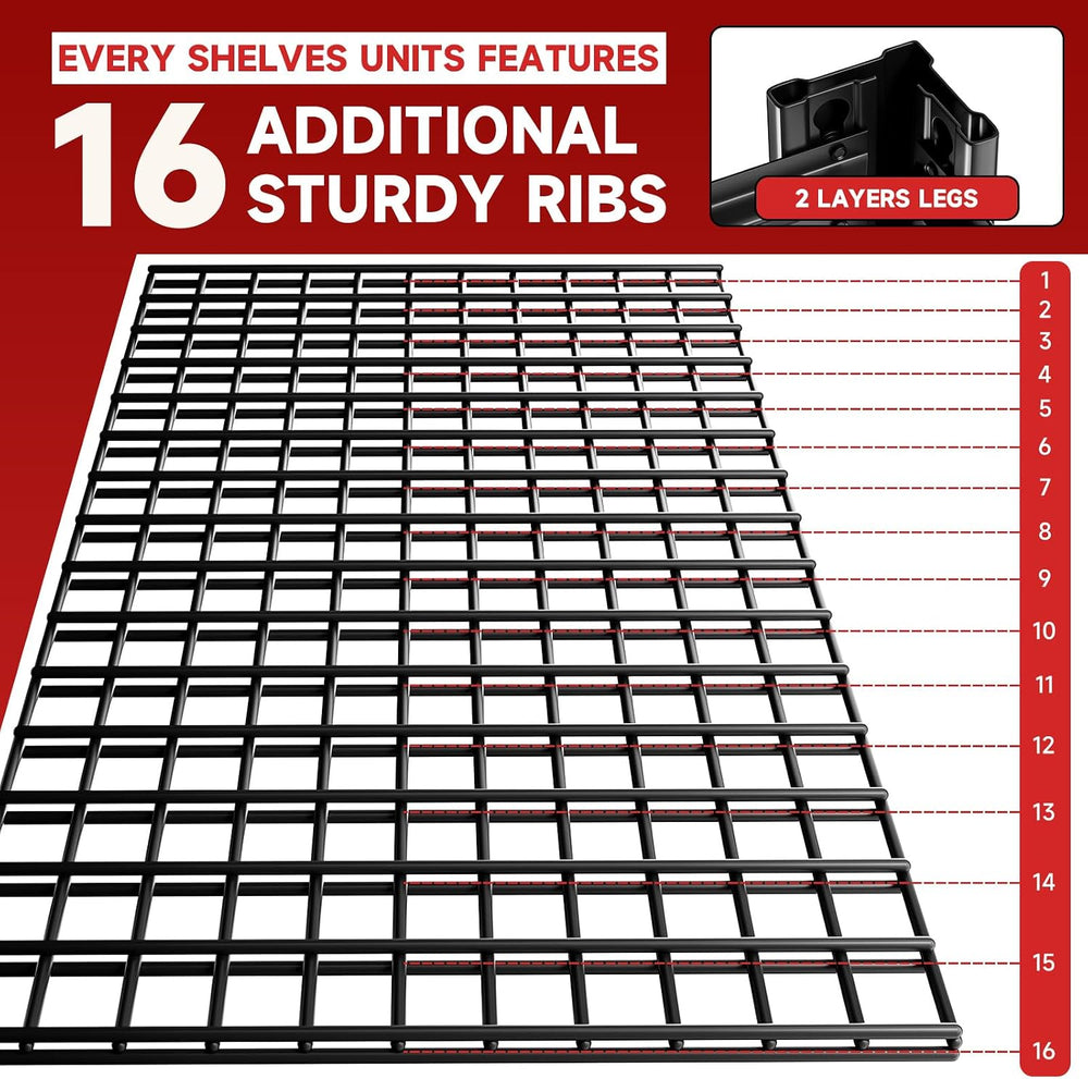 4-Tier Garage Shelving Heavy Duty 2800LBS Garage Storage Rack 60" W Base...