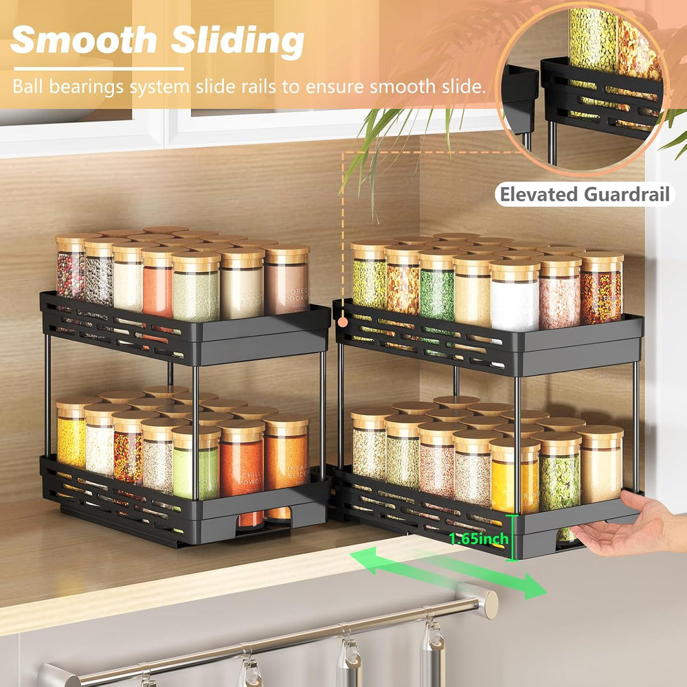 Pull Out Spice Rack Organizer for Cabinet, 2 Pack Widen Slide Out Spice Racks...