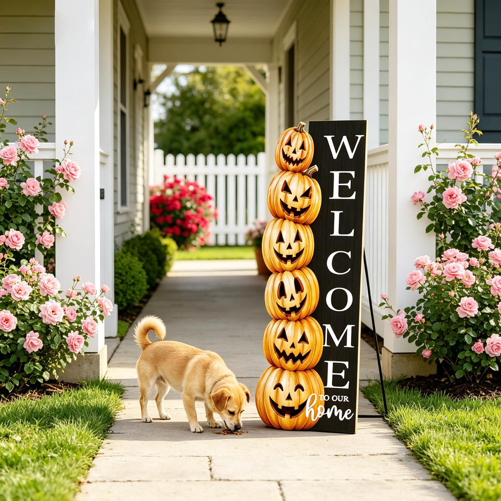 Halloween Welcome Sign for Front Door 41.5"×12.5" Spooky Pumpkin Ya...