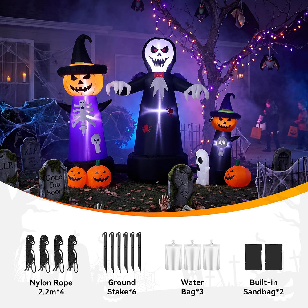 9FT Halloween Inflatables 7-in-1 Outdoor Yard Decoration with LED Lights