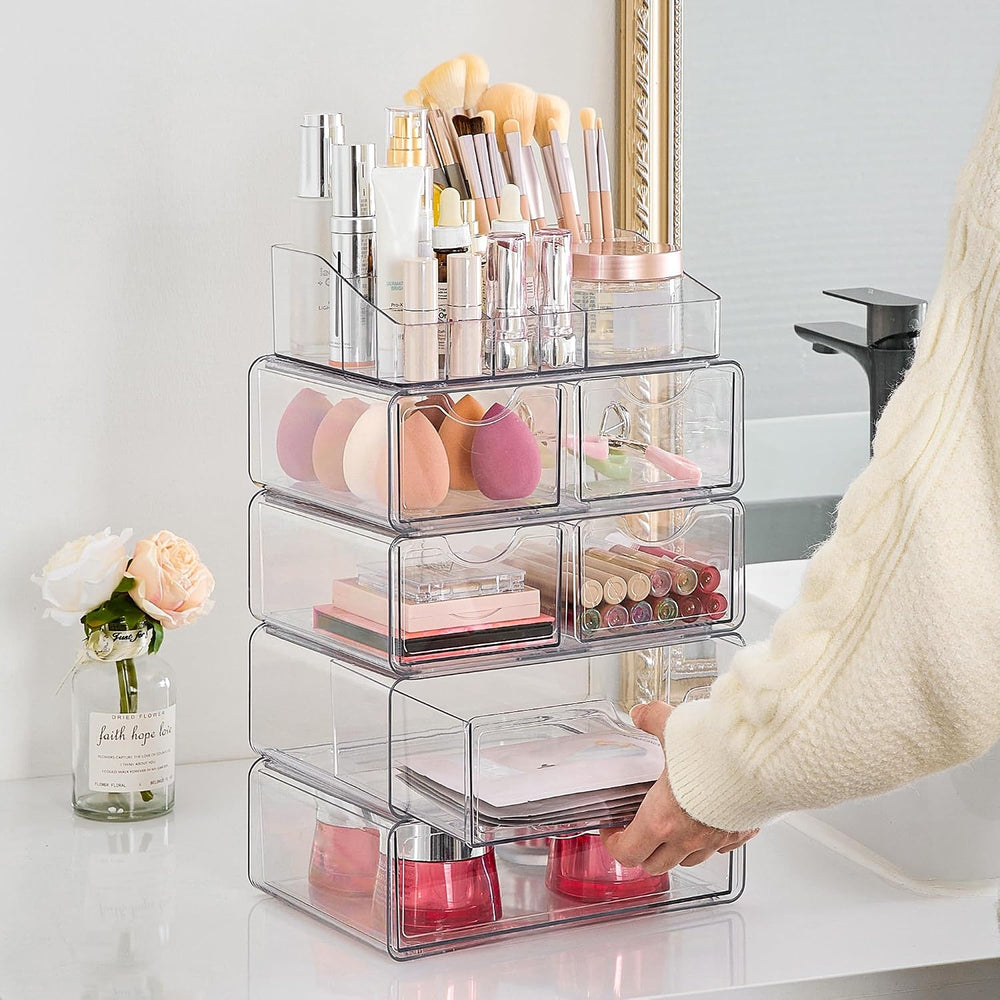 Vtopmart 5 Tier Clear Makeup Organizer with 6 Drawers