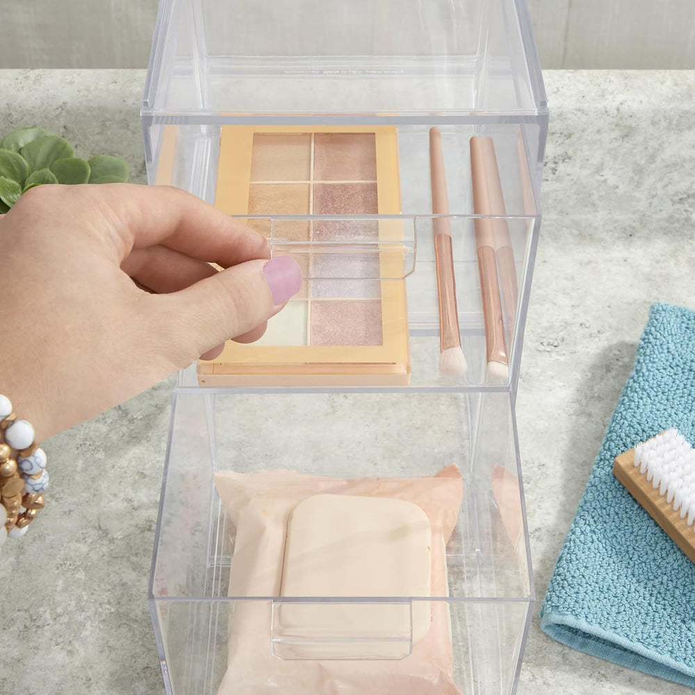 STORi Audrey Stackable Clear Bin Plastic Organizer Drawers | 2 Piece Set | Or...