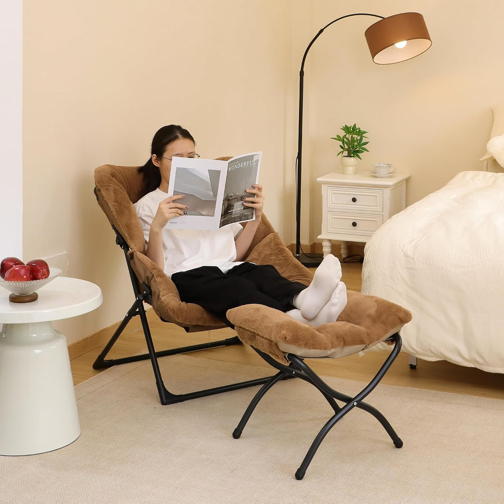 15"(H) Folding Ottoman, Foldable Footrest Stool, Portable Small Foot Sto...