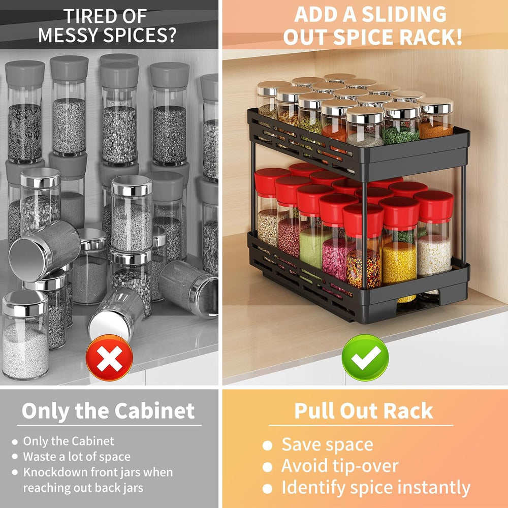 Pull Out Spice Rack Organizer for Cabinet, 2 Pack Widen Slide Out Spice Racks...