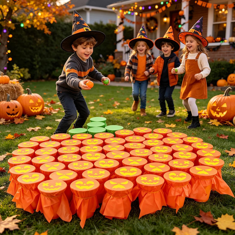 50 Pcs Halloween Pumpkin Punch Game Set, DIY Prizes Fall Party Supplies