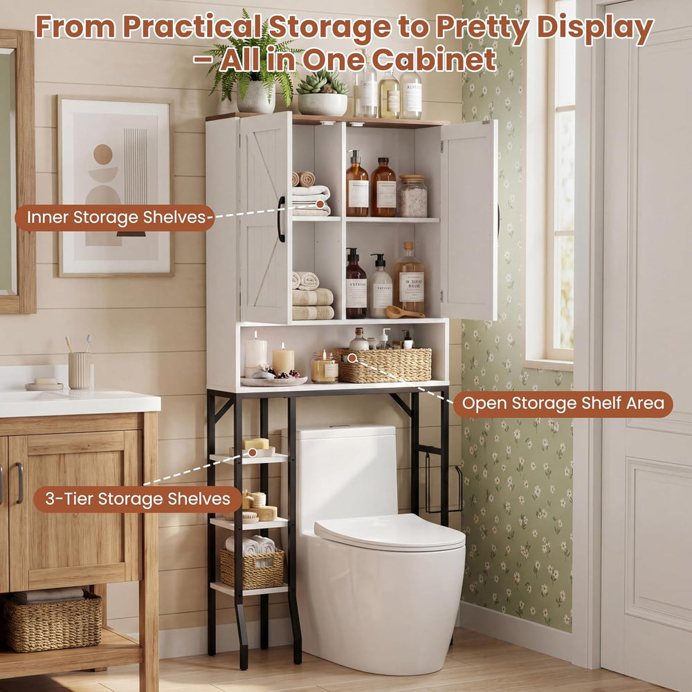 Over The Toilet Storage Cabinet,31" W Bathroom Organizer, White