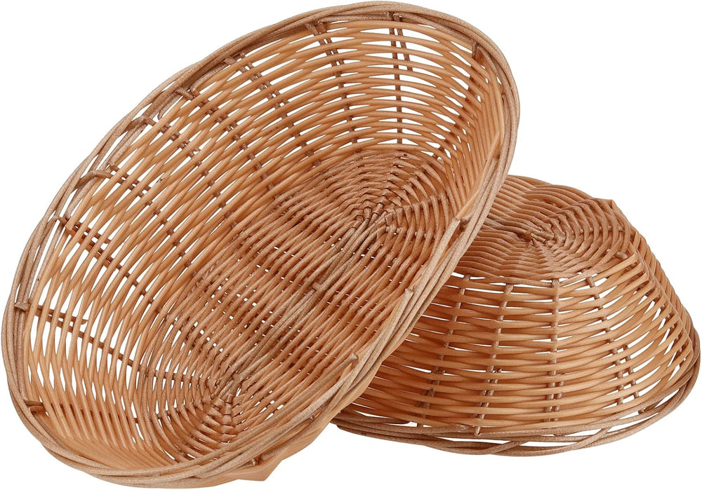 HOZEON 15 Pack Plastic Oval Basket, 11 x 7.87 x 2.8 Inches Wicker Bread Baske...