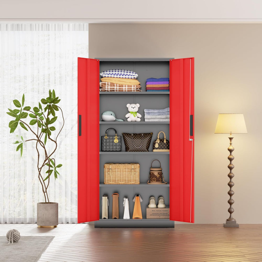 72" Metal Garage Storage Cabinet - 900lbs Heavy Duty Steel Cabinet with ...