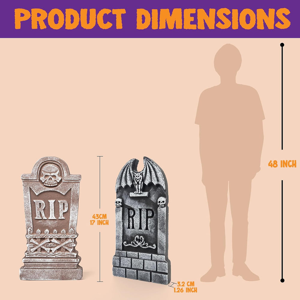 JOYIN 17” Halloween Foam RIP Graveyard Tombstones (5 Pack), Halloween Tombsto...