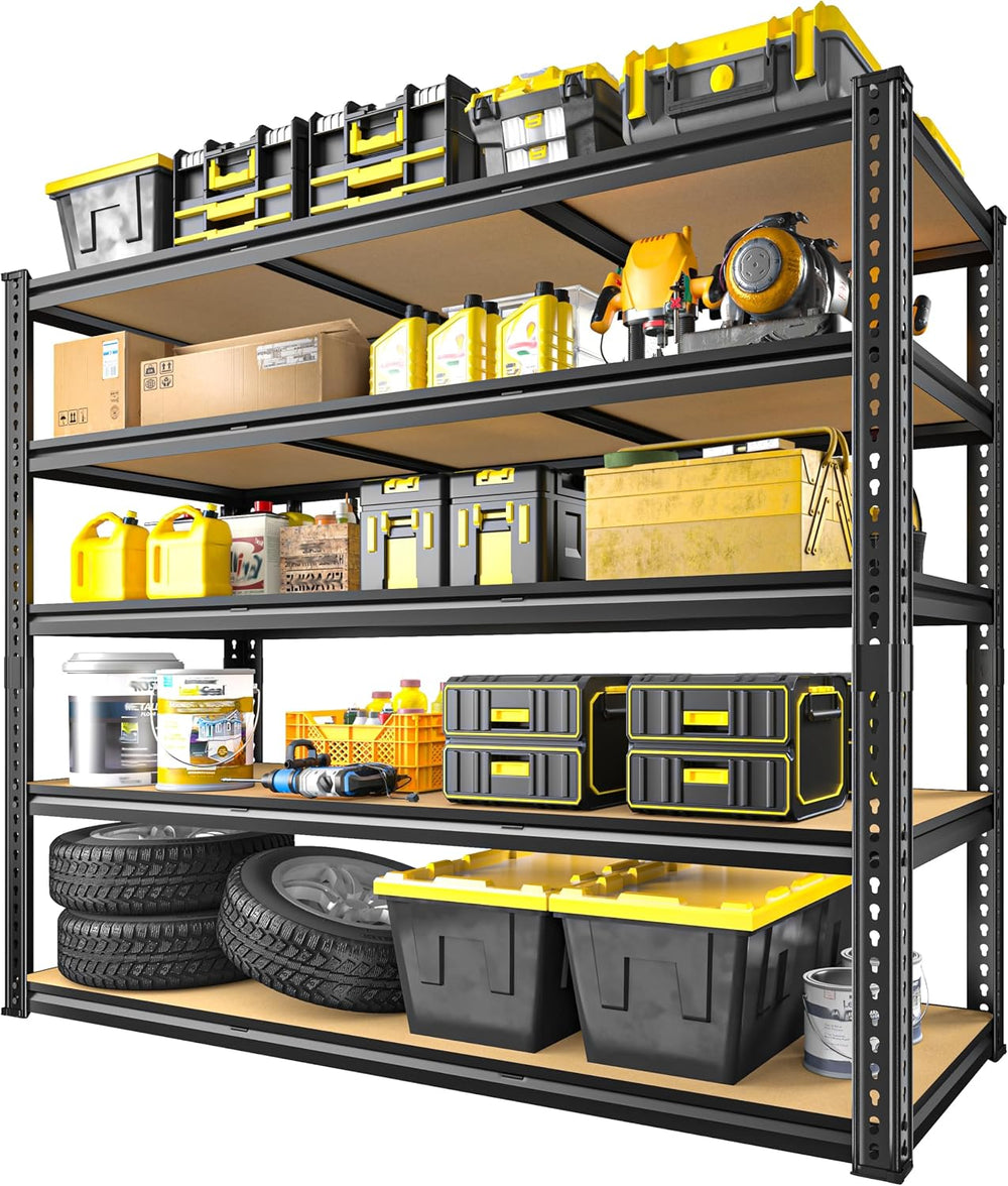 ROOMFAVE 48" W Garage Shelving Heavy Duty 2800LBS,5 Tier, Black,2PCS