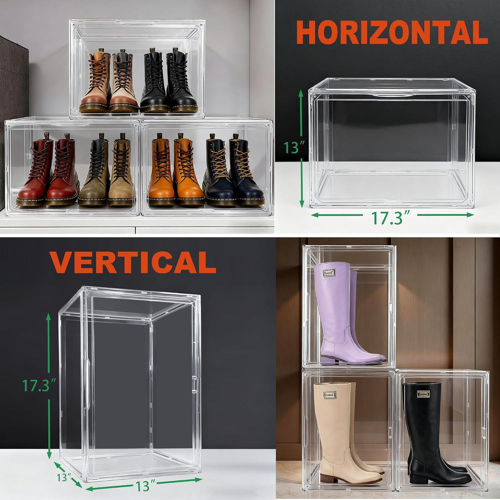 XXX-Large Tall Boot Organizer 3 Pack, 17.3x13x13'' Acrylic Display Case