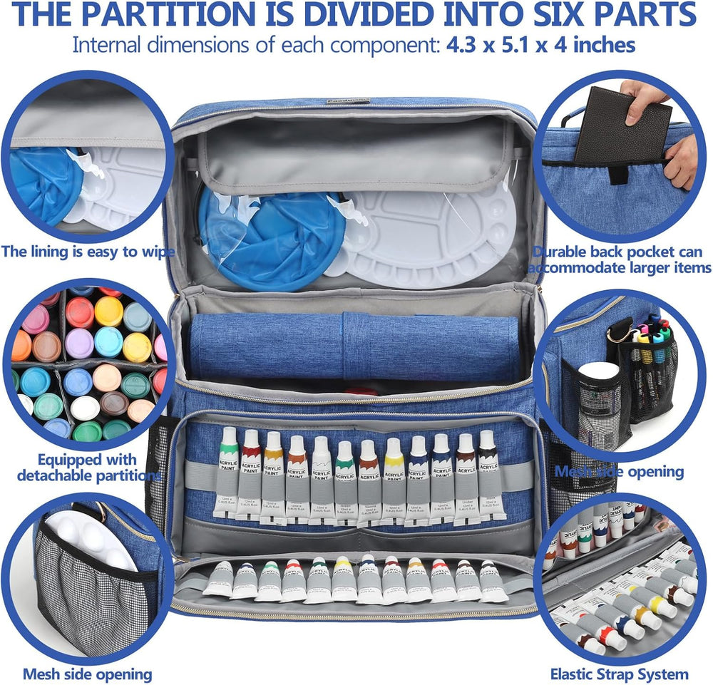 Art Supplies Organizer Storage Bag with Detachable Paint Brush Holder & P...