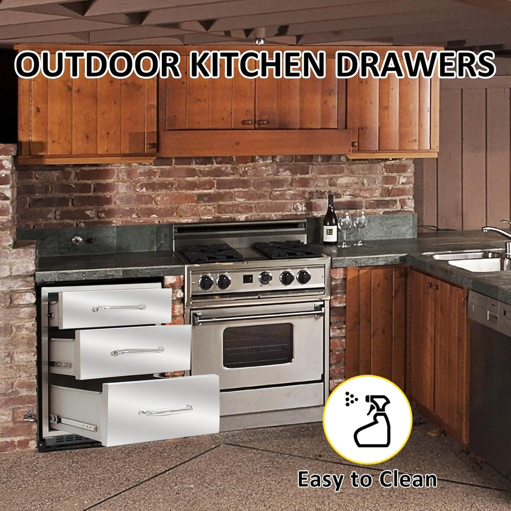 Outdoor Kitchen Drawers 18" W x 21" H x 23" D Flush Mount Trip...