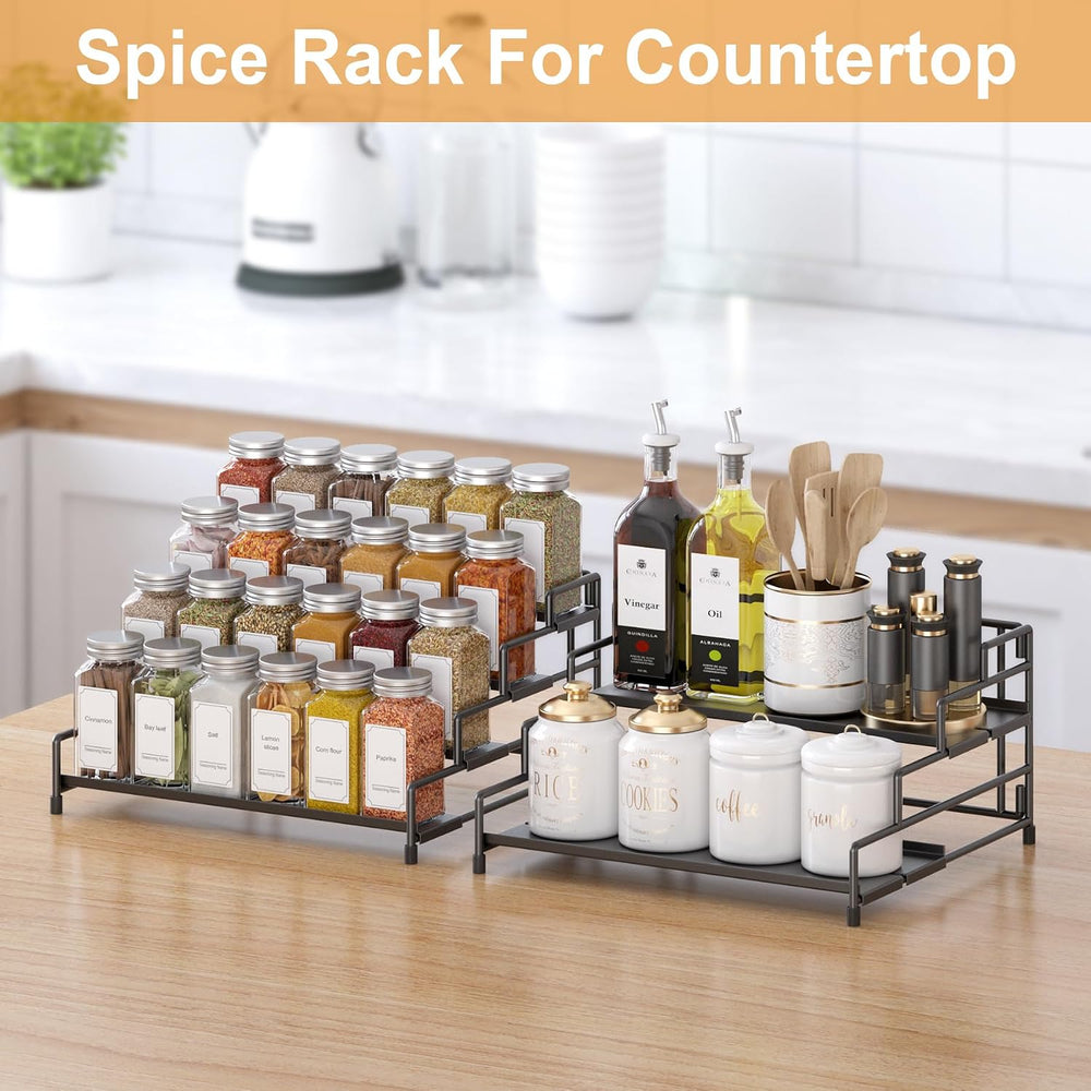 RUILALIFE 4-Tier-Spice-Rack-Organizer-for-Cabinet, Adjustable Depth Spice Hol...