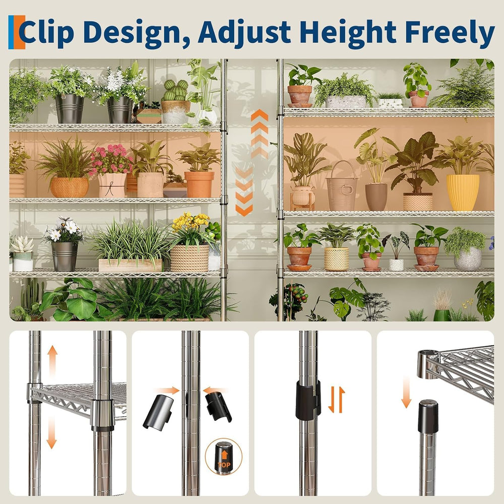 4-Tier Wire Shelving with Wheels, 47''W×18''D×71''H, ...