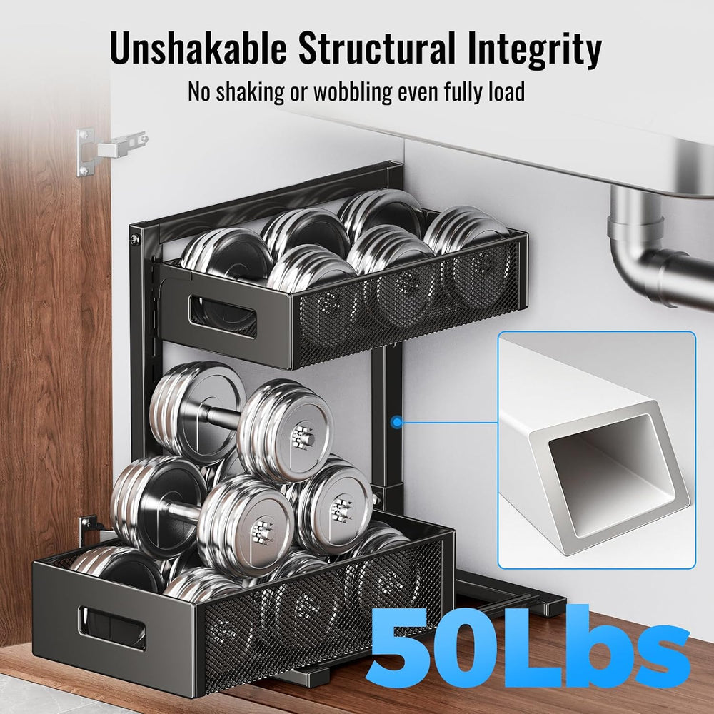 TISTAYA Under Sink Organizer, Silk-Smooth Metal Sliding Drawer Organizers and...