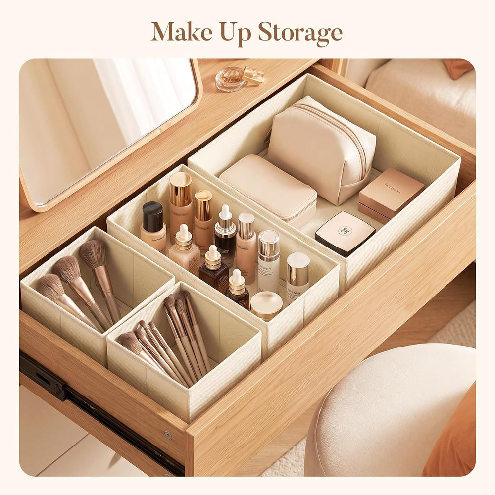 Drawer Organizer Storage for Clothes, Socks, 21 Pack, Beige