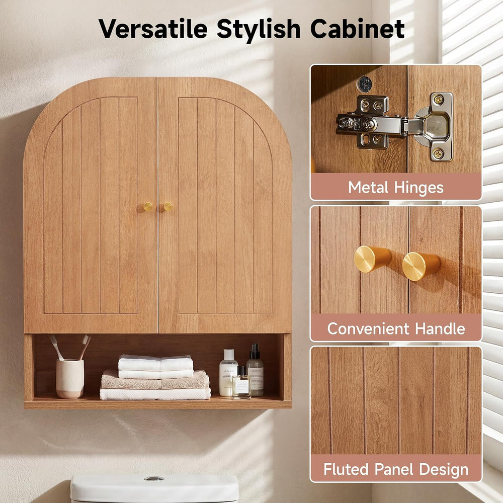 Arched Wall Mounted Medicine Cabinet, 23.5" Bathroom Cabinet with Double...