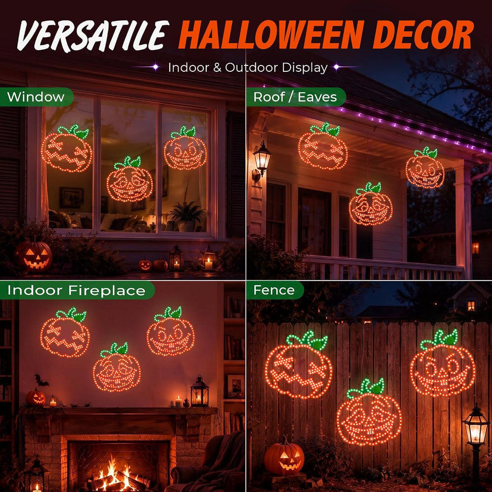 3 Pack 10" Halloween Classics Twinkling LED Pumpkins, Hi-Vibrant Aluminu...
