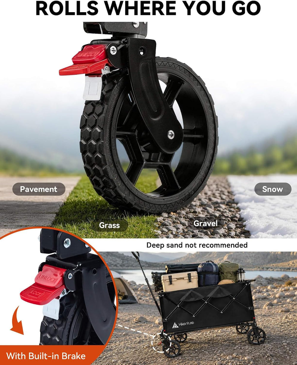 Hikenture Wagons Carts Foldable 330LBS, Heavy Duty Collapsible Wagon