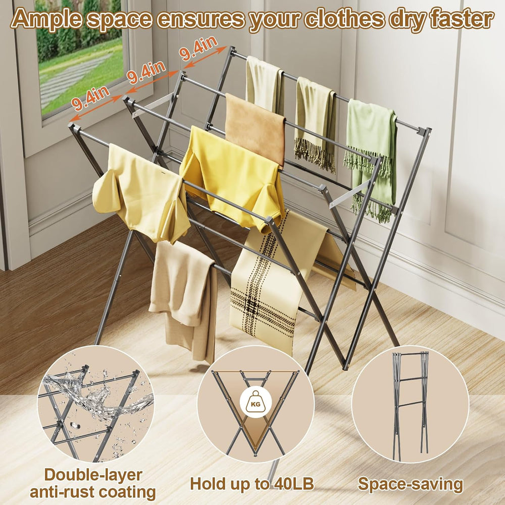 Extra Large Clothes Drying Rack Foldable Clothing Drying Rack 33" W x 37...