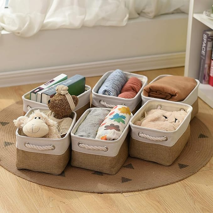 Small Baskets for Organizing, Collapsible Storage Baskets for Shelves, Storag...