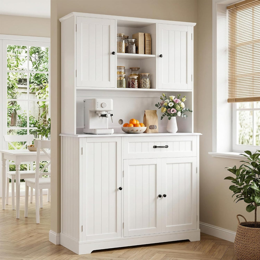 Gizoon Tall Kitchen Storage Cabinet with Door and Shelves White