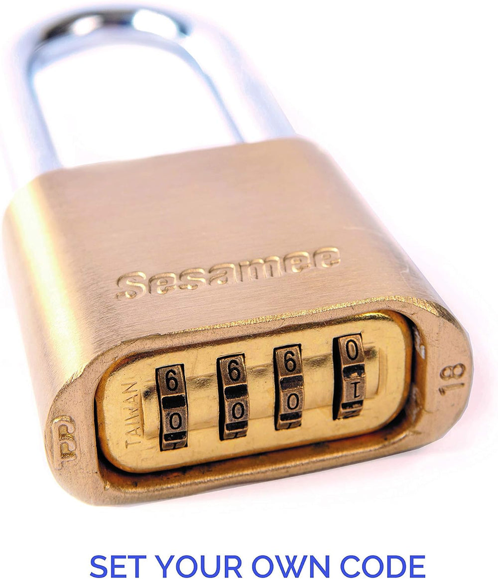 Sesamee K436 4 Dial Bottom Resettable Combination Brass Padlock with 1-Inch H...