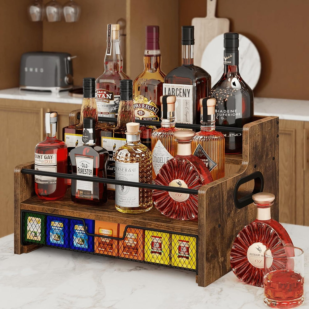 Homode Coffee Syrup Organizer Rack, 3-Tier 8 Bottles Syrup Stand