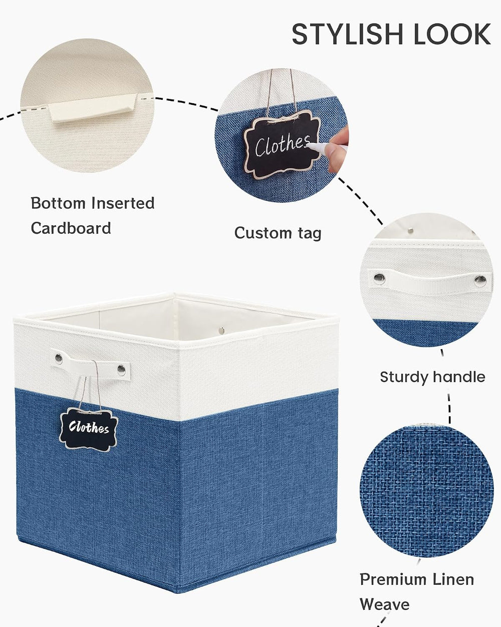FinishingBo 13 inch Cube Storage Bins with Handles 4 Pack