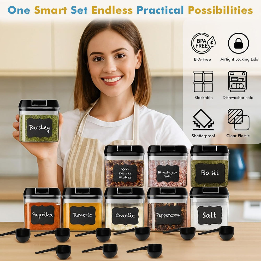 Shazo 9PC (0.5L | 17oz) Airtight Pantry Storage Containers with 9 Spoons