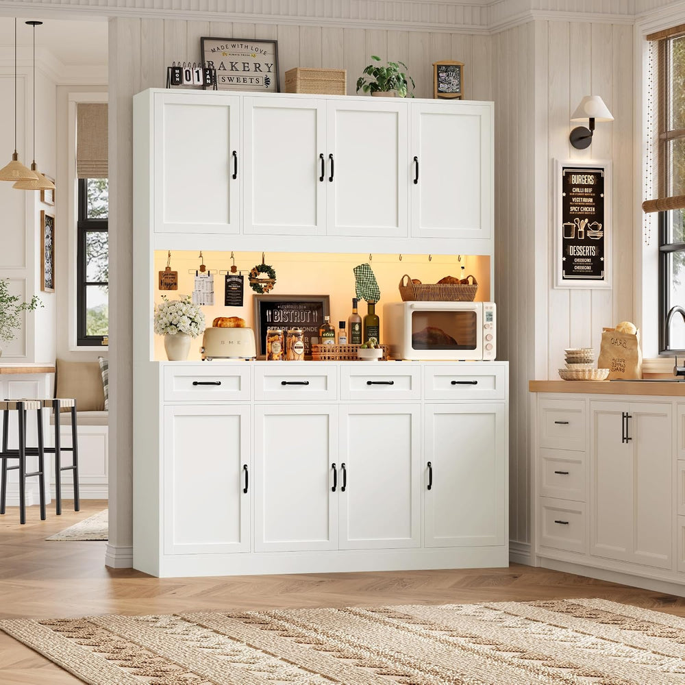 HITHOS 59"W Kitchen Pantry Storage Cabinet, 73" Large Hutch Cabinet...