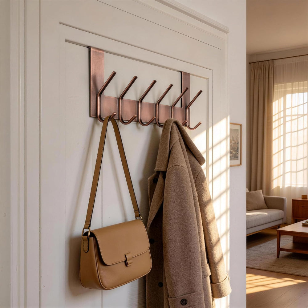 Dseap Over The Door Hook Hanger - 6 Hooks Over Door Coat Rack for Hanging Clo...