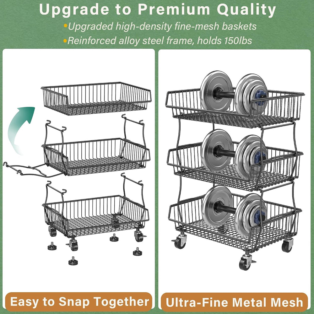 OKZEST Pantry Organizers and Storage Cart with Upgraded Metal Hub Casters