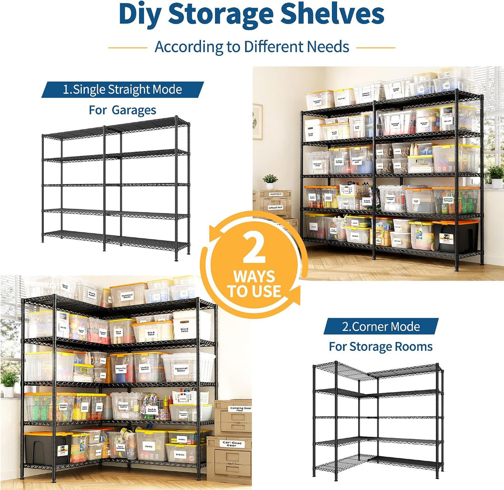 REIBII 70"W Storage Shelves, 1600LBS Heavy Duty & L/H Shaped, for Ga...