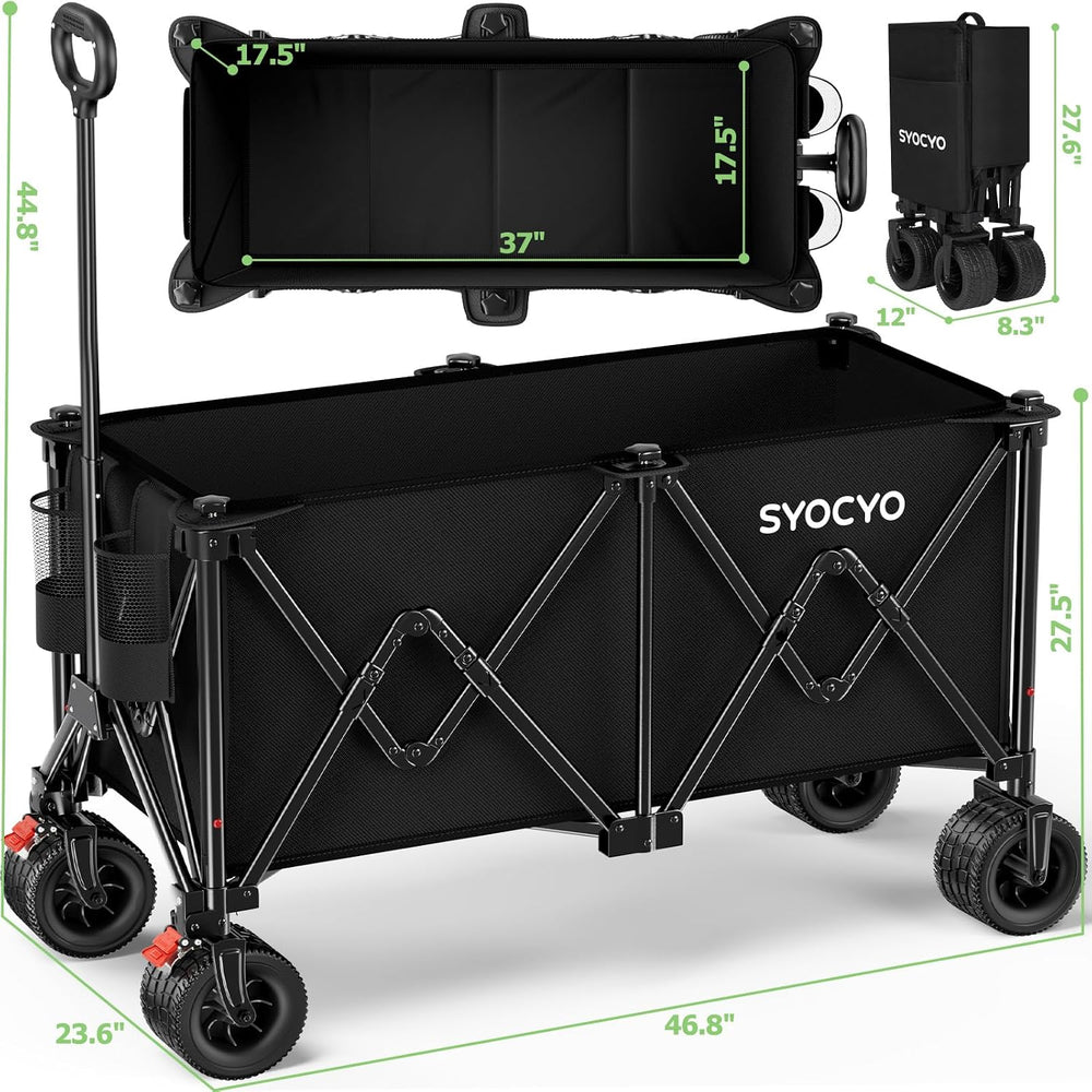 Beach Wagon Carts Foldable 580LBS Collapsible Wagon with Big All-Terrain Whee...