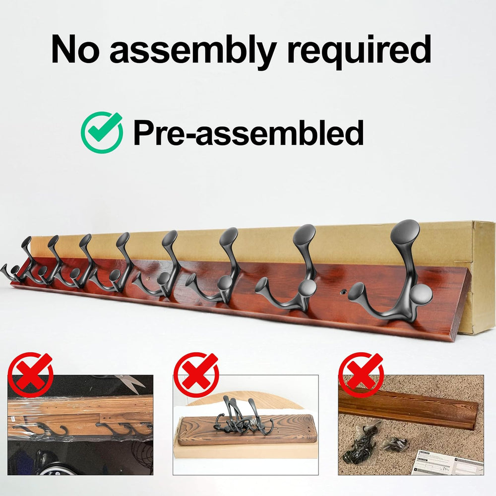 WEBI Coat Rack Wall Mount,30" Solid Wood Coat Hooks Wall Mounted Coat Ha...