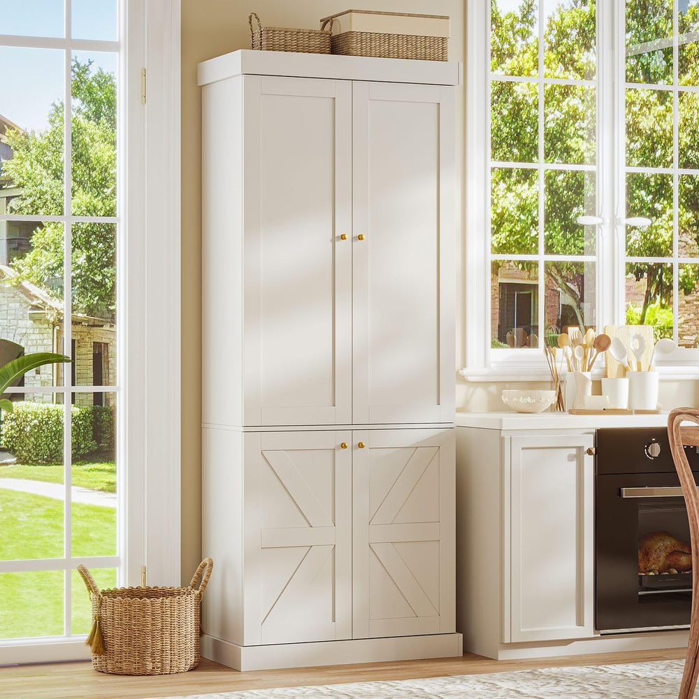 ivaniti 70.8" Tall Farmhouse Bookshelf with Doors, Modular Storage Cabin...