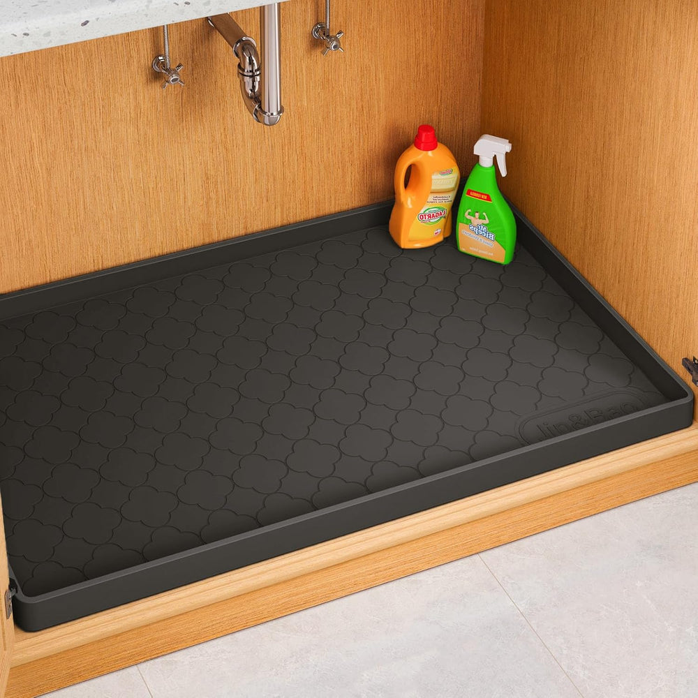 Jin&Bao Under Sink Mat 34" x 22" Waterproof Silicone Cabinet Ki...