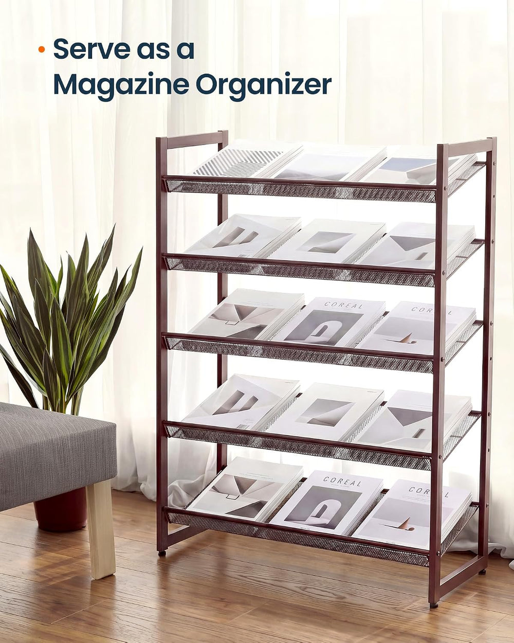 SONGMICS HOME 5-Tier Stackable Shoe Rack, Metal Shoe Organizer for Closet, En...