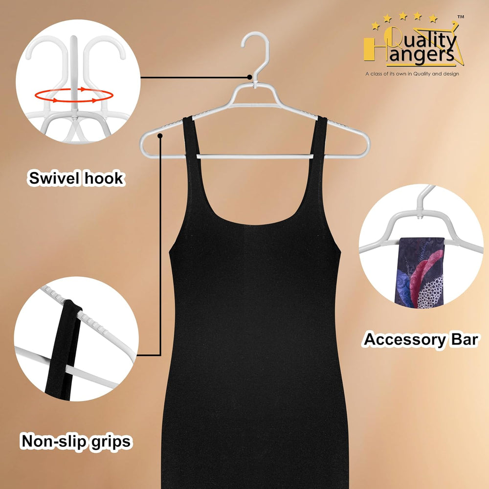 Quality Hangers Heavy Duty Gray Plastic Hangers 40-Pack with Swivel Hook | 7m...