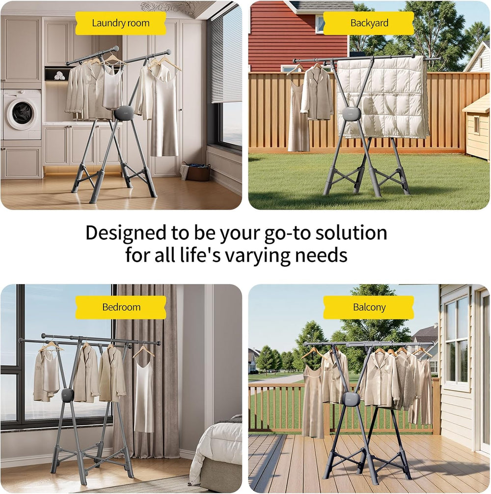 BIREN Clothes Drying Rack Heavy Duty Clothing Racks Foldable Laundry Rack Two...