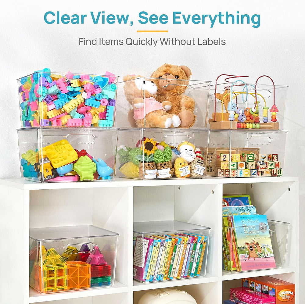 Vtopmart 8 Pack Extra Large Clear Stackable Storage Bins with Lids for Cube