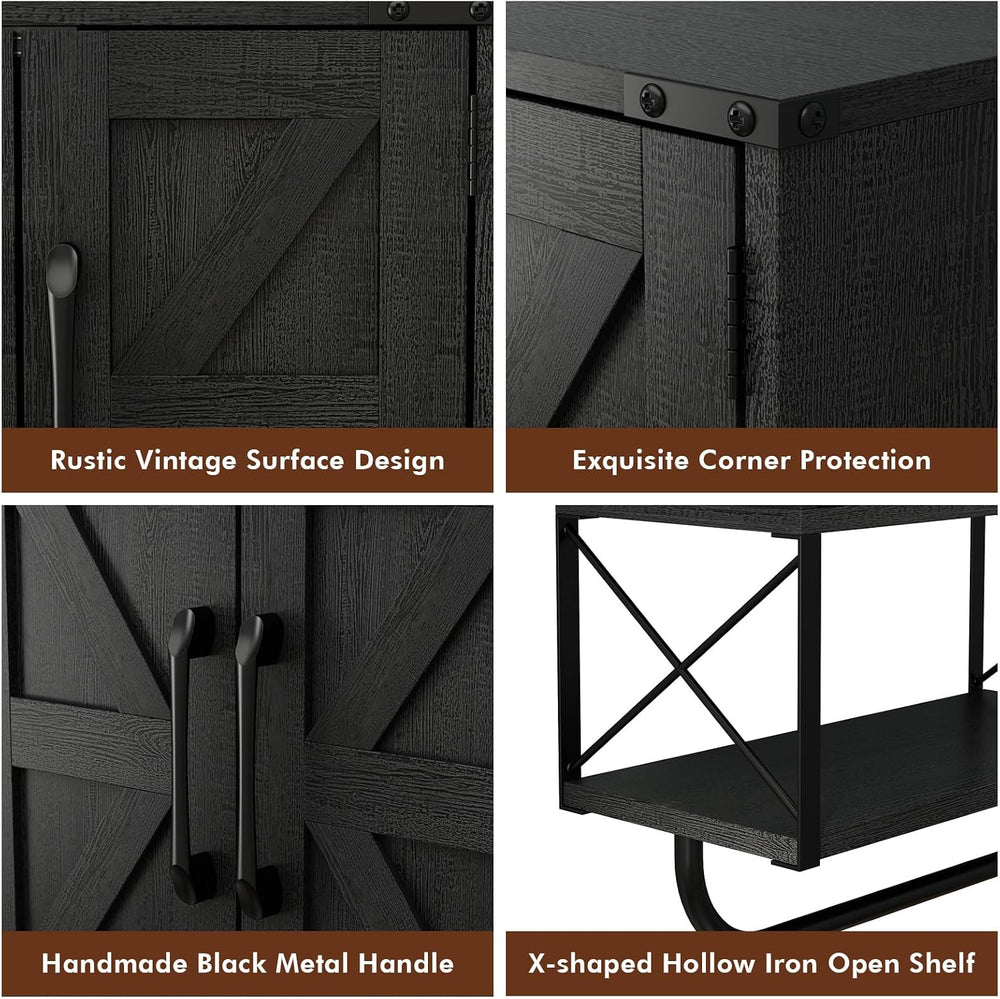 RUSTOWN Farmhouse Medicine Cabinet with 2 Barn Door & Towel Bar Rack