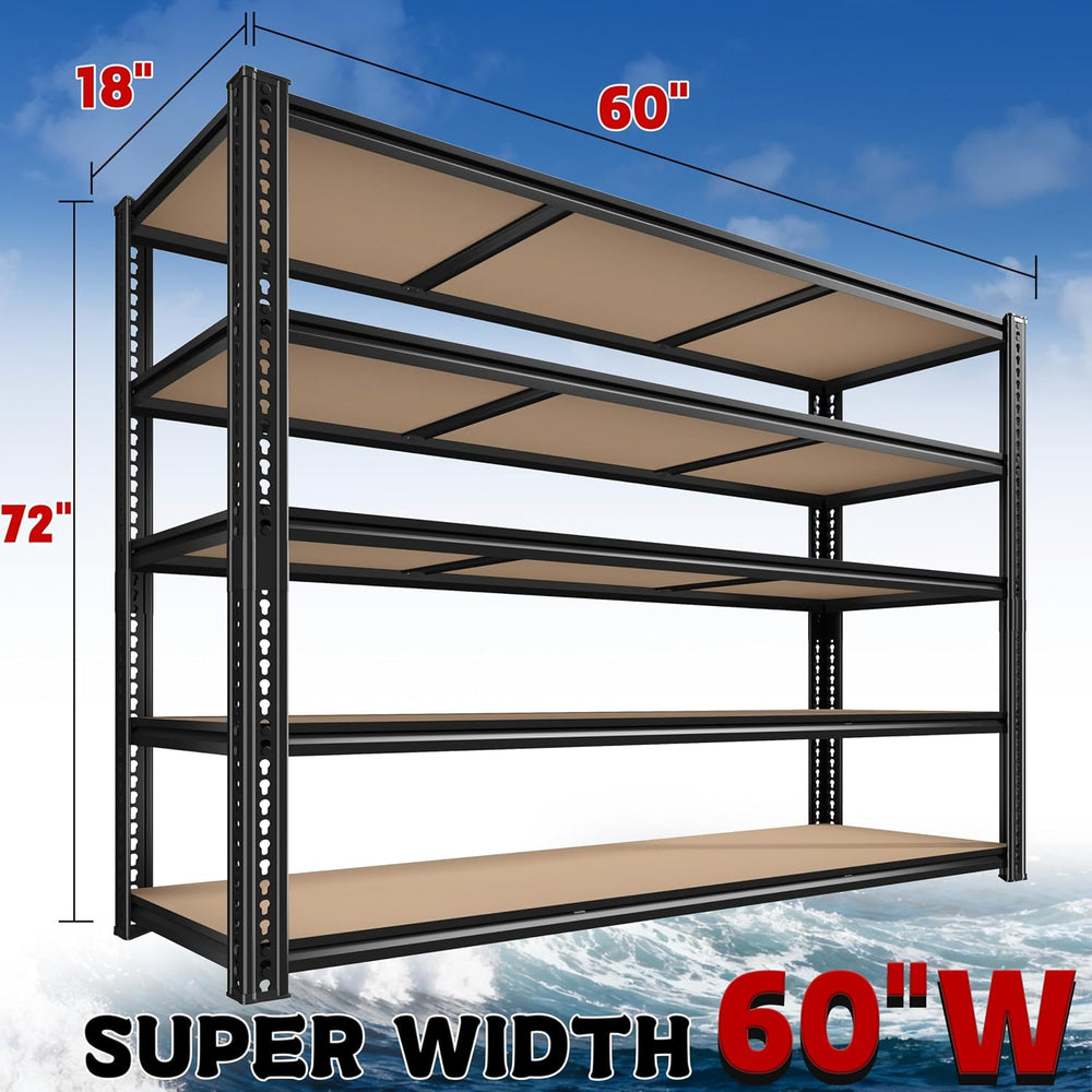 ROOMFAVE 3500LBS Garage Shelving 60" W Storage Shelves 5 Tier