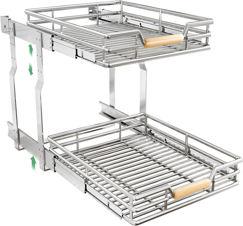 Pull out Cabinet Organizer, 2 Tiers 17"W X 21"D, Heavy Duty Smooth ...