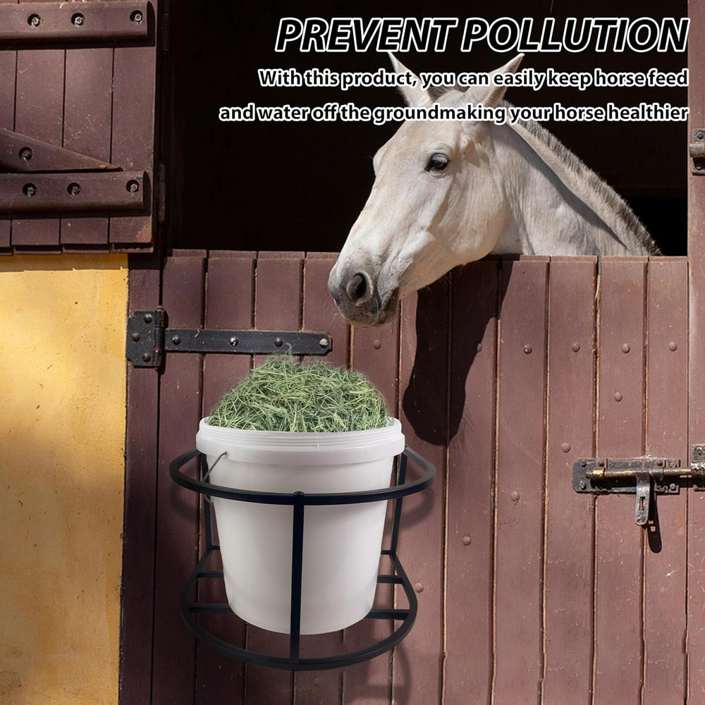 1 Pcs Horse Feed Pail Wall Mount,Heavy Duty Metal Wall Mount Water Bucket Hol...