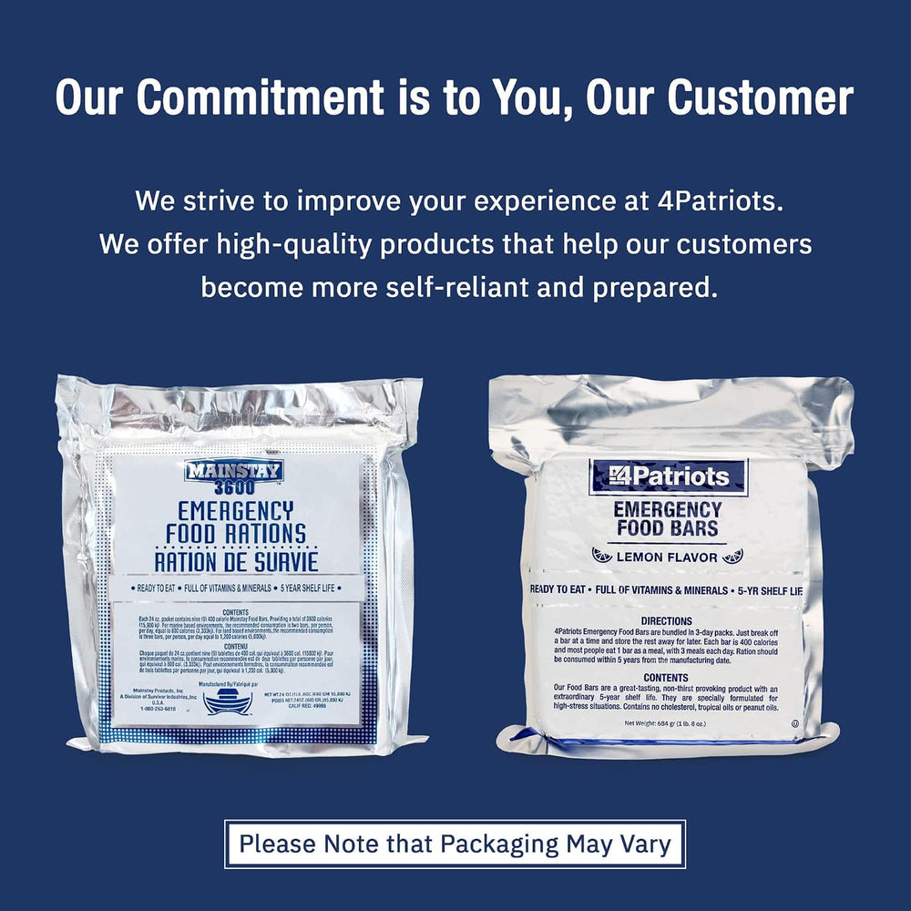 4Patriots Emergency Food Bars: Non-Perishable S.O.S Ration Designed to Last 5...