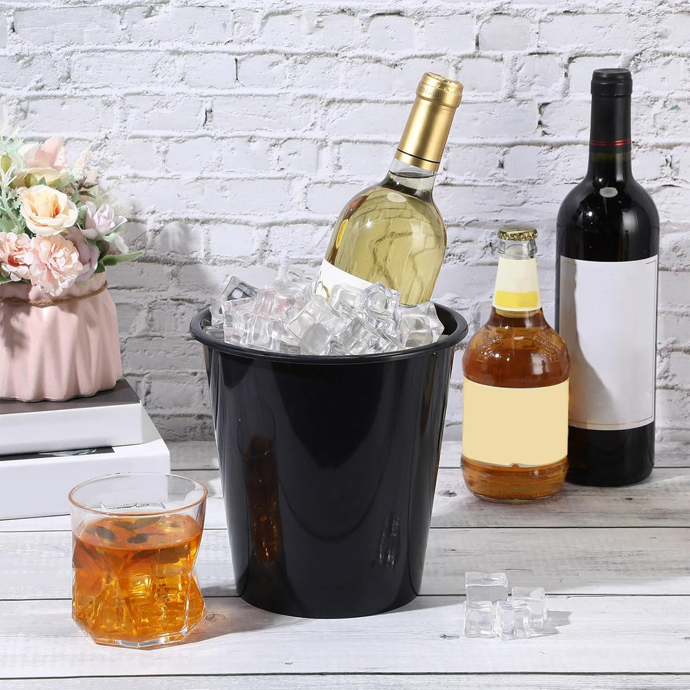24 Pcs Plastic Ice Buckets for Parties 3 Liters Wine Bucket, Black