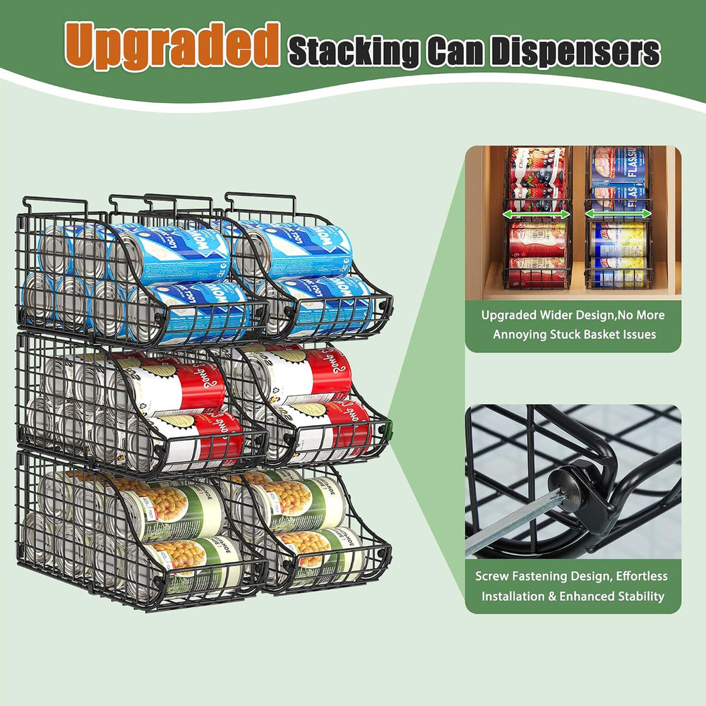 6 Pack Stackable Can Organizer for Pantry Cabinet Food Storage